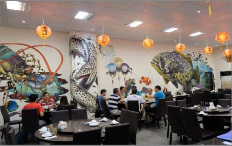 通许海鲜餐厅墙体彩绘